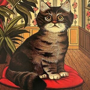 Cat, Andre Duranton, Painting Print, Naive Art, Animal, Pet, ~ 250727-WH 190 A